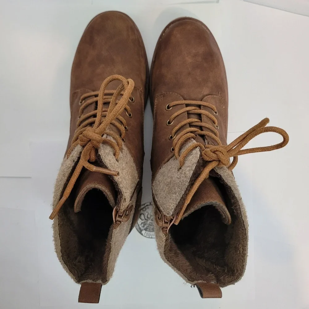 Extreme By Eddie Marc Ankle Boots Womens Brown Felt Collar Stitched Soles Sz 9